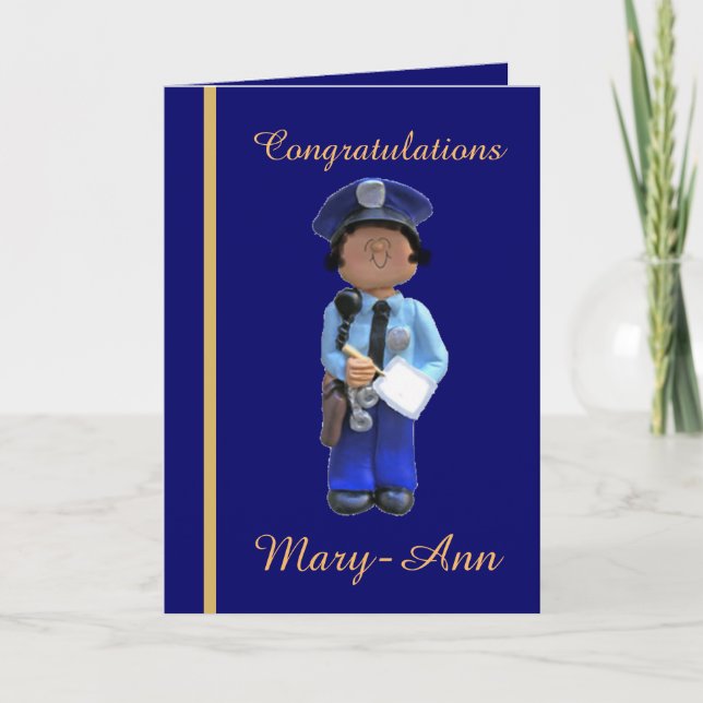 White Female Police Academy Graduation Card (Front)