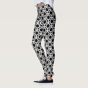 White Female Sign Vector Pattern on Black Leggings