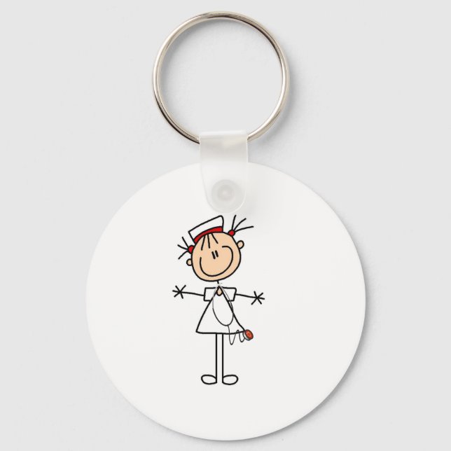 White Female Stick Figure Nurse 2 Gifts Key Ring (Front)