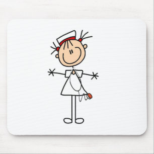 White Female Stick Figure Nurse 2 Gifts Mouse Pad