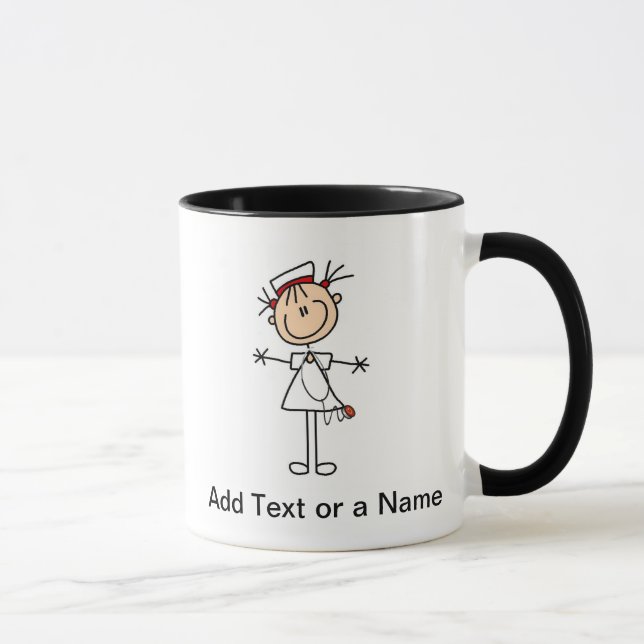 White Female Stick Figure Nurse 2 Gifts Mug (Right)