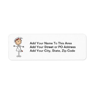 White Female Stick Figure Nurse 2 Return Address Label