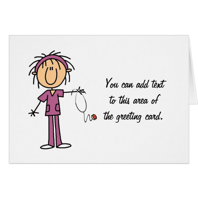 White Female  Stick Figure Nurse T-shirts and Gift (Front Horizontal)