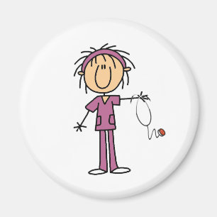 White Female Stick Figure Nurse T-shirts and Gift Magnet