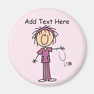 White Female Stick Figure Nurse T-shirts and Gift Magnet