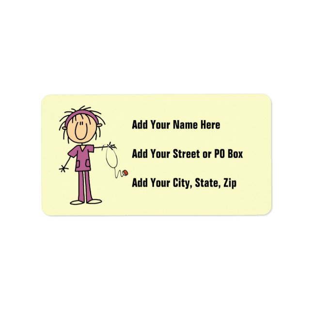 White Female Stick Figure Nurse T-shirts and Gifts Label (Front)