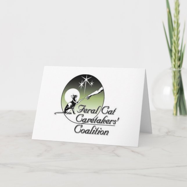 White Feral Cat Logo Greeting Cards (Front)