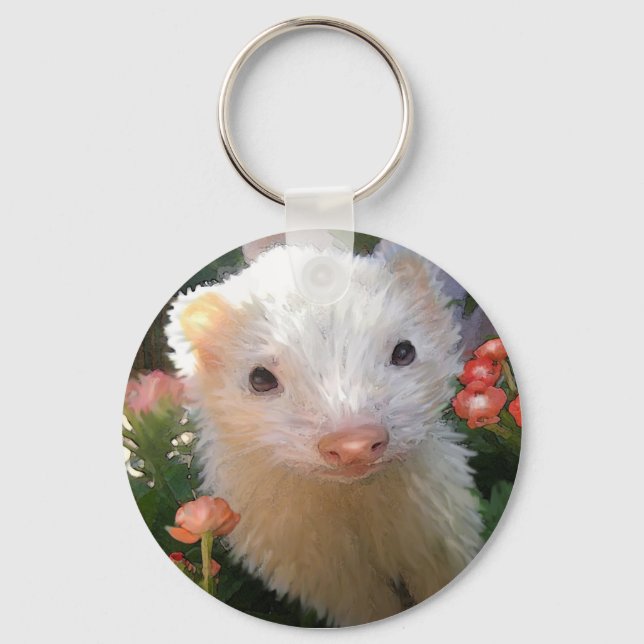 white ferret key ring (Front)