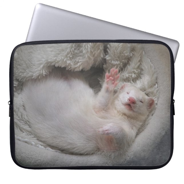 White Ferret Laptop sleeve (Front)