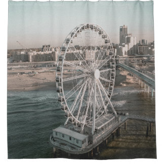 WHITE FERRIS WHEEL NEAR WATER SHOWER CURTAIN