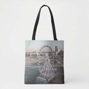 WHITE FERRIS WHEEL NEAR WATER TOTE BAG