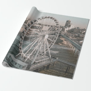 WHITE FERRIS WHEEL NEAR WATER WRAPPING PAPER