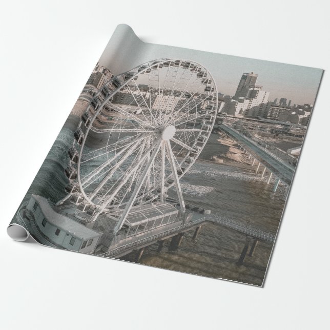 WHITE FERRIS WHEEL NEAR WATER WRAPPING PAPER (Unrolled)