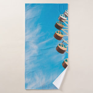 White Ferris wheel under clear sky in the morning Bath Towel