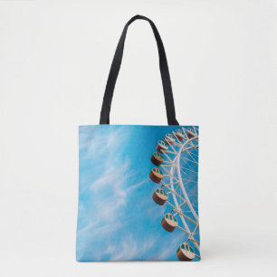White Ferris wheel under clear sky in the morning Tote Bag