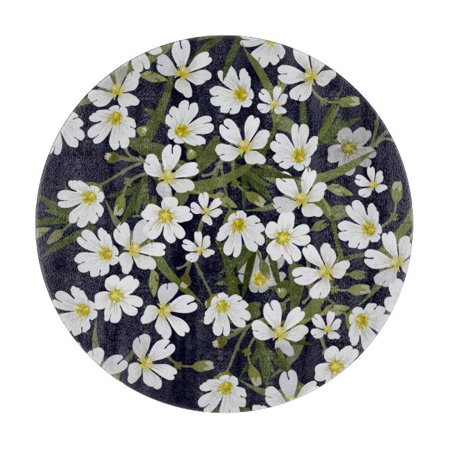 White field flowers: vintage pattern. cutting board (Front)