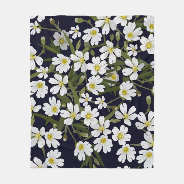 White field flowers: vintage pattern. fleece blanket (Front)