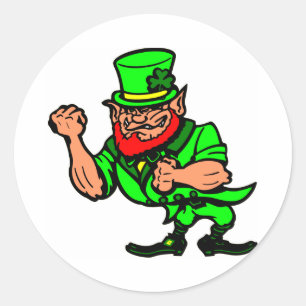 White Fighting Irish Man Classic Round Sticker