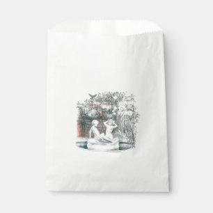 White figures of the girls of the city fountain favour bag