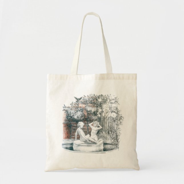 White figures of the girls of the city fountain tote bag (Front)