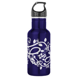 White Filigree and Flowers 532 Ml Water Bottle
