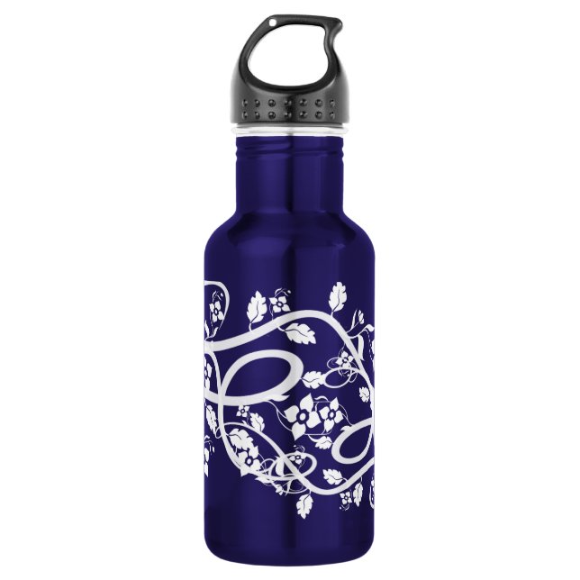 White Filigree and Flowers 532 Ml Water Bottle (Front)