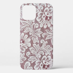 White fine elegance lace texture with seamless bea iPhone 12 case