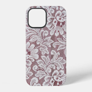 White fine elegance lace texture with seamless bea iPhone 12 case