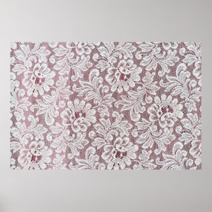 White fine elegance lace texture with seamless bea poster