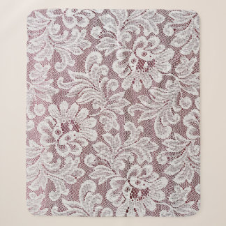 White fine elegance lace texture with seamless bea sherpa blanket
