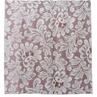 White fine elegance lace texture with seamless bea shower curtain