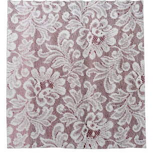 White fine elegance lace texture with seamless bea shower curtain