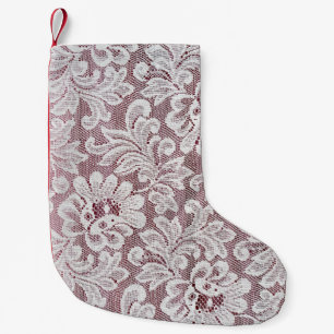 White fine elegance lace texture with seamless bea small christmas stocking