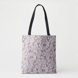 White fine elegance lace texture with seamless bea tote bag