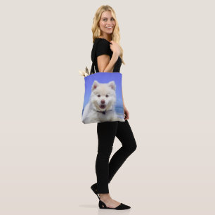 White Finnish Lapphund Puppy Cute Tote Bag
