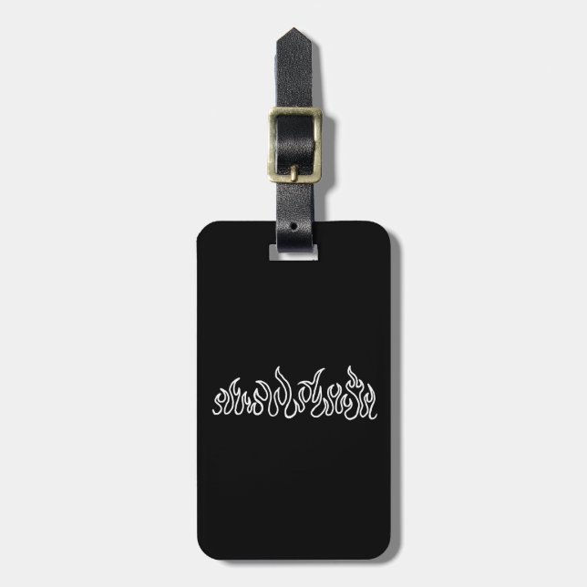 White Fire Flames Blaze Outline Luggage Tag (Front Vertical)
