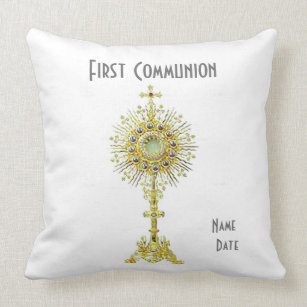 White First Communion Throw Pillow 20”.  20”