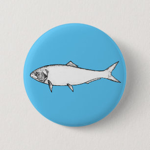 White Fish 6 Cm Round Badge