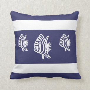 white fish on soft navy PILLOW coastal living