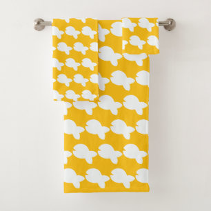 White Fishy Fishy Kids Yellow Bath Towel Set