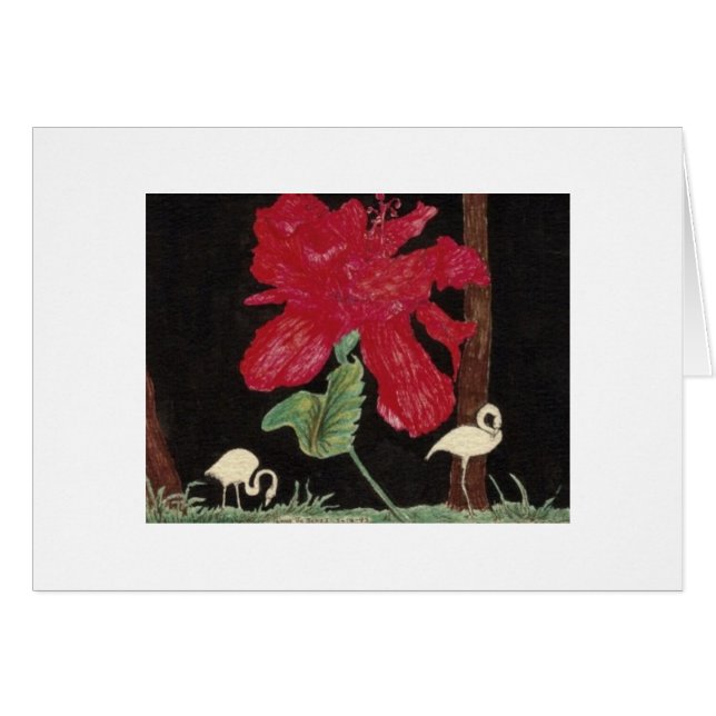 white flamingo and hibiscus (Front Horizontal)
