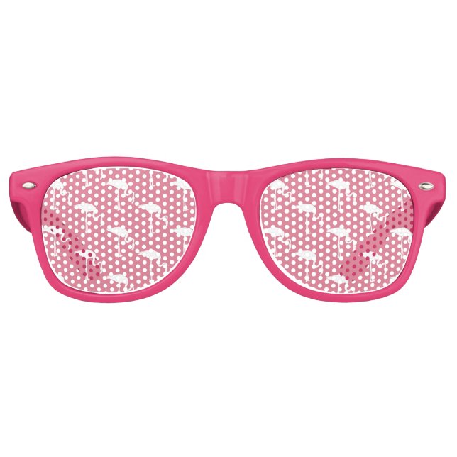 White Flamingo Print Retro Sunglasses (Front)