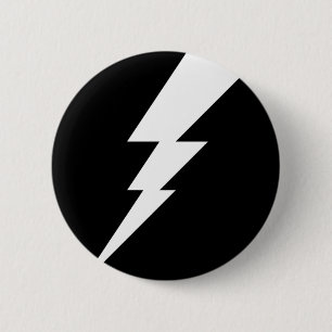 White Flash Lightning Bolt 6 Cm Round Badge