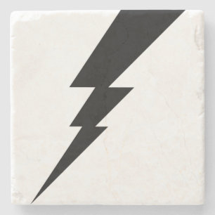 White Flash Lightning Bolt Stone Coaster