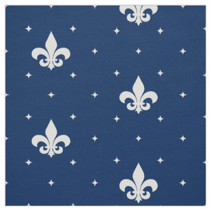 White Fleur-de-lis Fabric