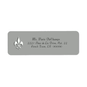 White Fleur de Lis on Grey Return Label Return Address Label