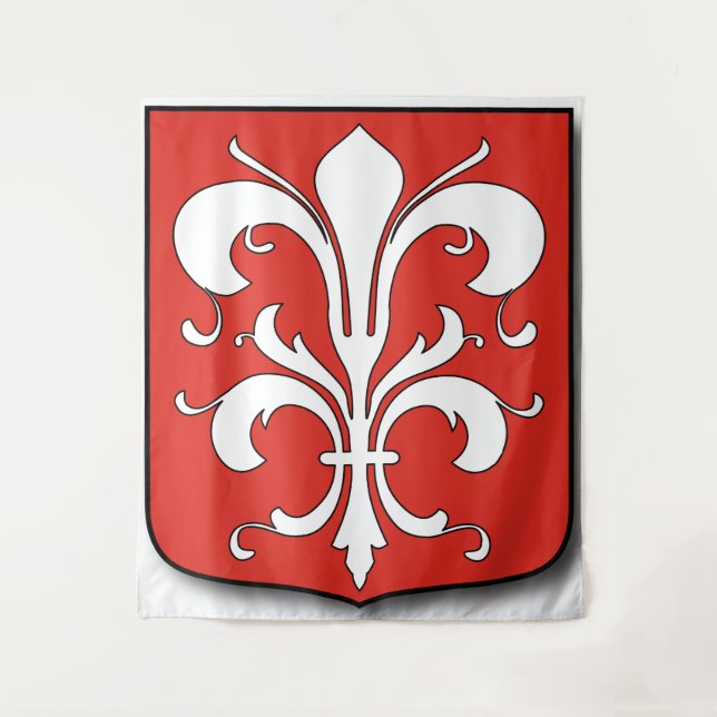 White Fleur-de-Lis Shield – Nobility & Elegance Tapestry (Front)