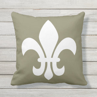 White Fleur de Lys Your Choice Background Colour Cushion