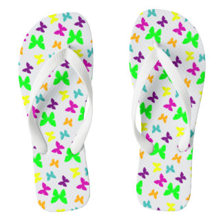 White flip flops with butterflies