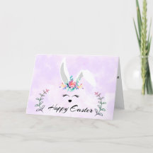 White Floppy-Eared Bunny Hoppy Easter Folded Card